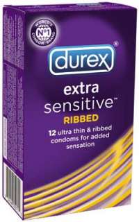  Durex Extra Sensitive Ribbed Condom, 12 Count (Pack of 2 