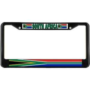 South Africa African Flag Black License Plate Frame Metal 
