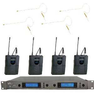  V2GO UHF 4 Channel Mini Headset Wireless Microphone System 