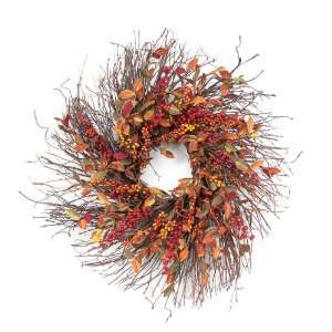   Inch Polyester and Twig Wispy Leaves and Berry Wreath