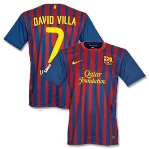    11 12 Barcelona Home Jersey + David Villa 7