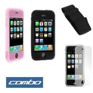  Durable Flexible Soft Black + Pink Silicone Skin Case 