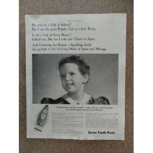  Ipana Tooth Paste ,Vintage 40s full page print ad (little 