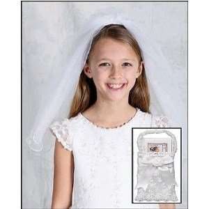 Set of Girls First Holy Communion Veil with Hair Comb Attachment and 