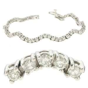  14k White 3.72 Ct Diamond Bracelet   JewelryWeb Jewelry