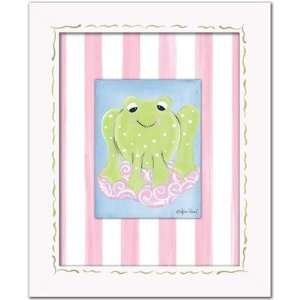  Frogs Girl Frog Framed Giclee Wall Art Color: Pink Diamond 