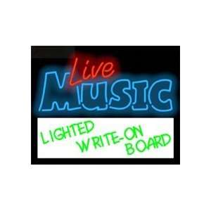  Live Music with Lighted Write On Board Neon Sign 
