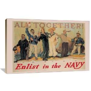  All Together! Enlist in the Navy   Gallery Wrapped Canvas 