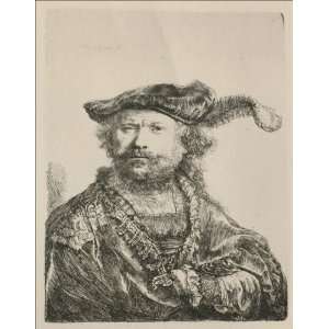 Oil Painting Rembrandt with Mezetin Cap and Feather Rembrandt van Ri