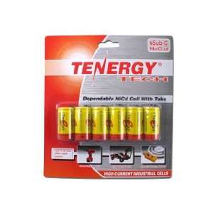 Card 6 pcs of Tenergy SubC 2200mAh NiCd Rechargeable Battery w/ Tabs
