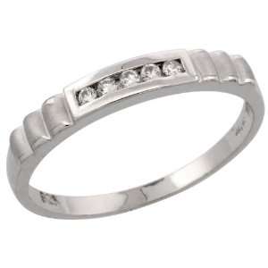  925 Sterling Silver Ladies CZ Wedding Ring Band, 5/32 in 