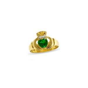   Claddagh Ring in 10K Gold with Diamond Accents mns dia sol rg: Jewelry