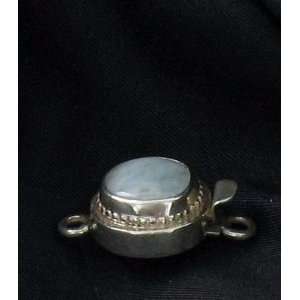   AFRICAN BLUE AQUAMARINE STERLING SEMI ROUND CLASP~ 