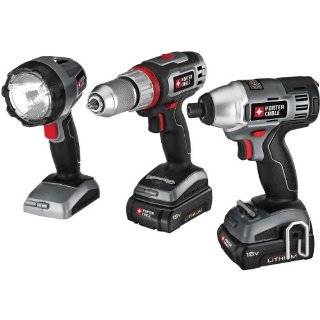 PORTER CABLE PCL318IDC 2 18 Volt Lithium Ion Cordless 3 Piece Combo 