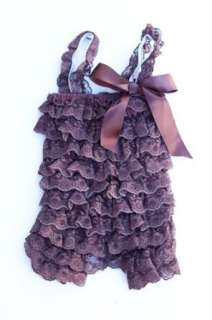  Baby Lace Ruffle Romper   Brown: Clothing