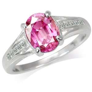  2.63ct. Pink Sapphire Doublet & White Topaz 925 Sterling 