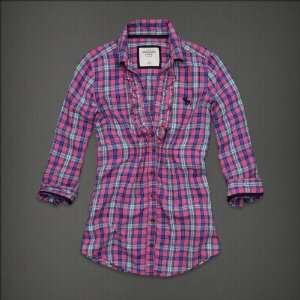  Abercrombie & Fitch Womens Plaid Shirt Pink Everything 
