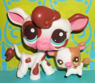 Littlest Pet Shop~#2505 2506 CUTEST MOMMY & BABY COW CALF LOT~C126 