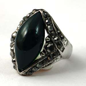 d7409 Size 9 Mens Green Tibet Silver Jewelry Gemstone Diamante CZ 