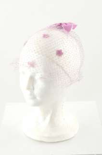 VINTAGE 50s Lilac FLOWER Couture Netted Birdcage Veil Wedding Demi HAT 