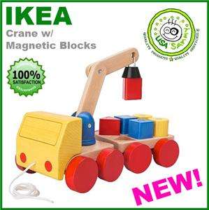 IKEA Toy Wood Crane/ Trailer with magnetic blocks Gift Child Baby 
