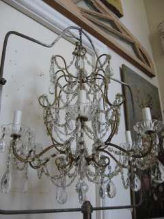   OLD BEADED CHANDELIER 9 Rows Swags Macaroni Beads DRIPPING CRYSTALS