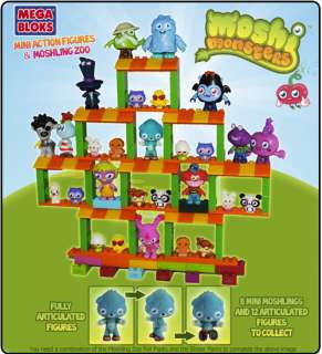 Moshi Monsters Mega Bloks All 12 moshling Figures, 8 Minifigures & Zoo 