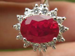 DAZZLING! RED RUBY TOPAL &WHITE SAPPHIRE RING 925 SILVE  