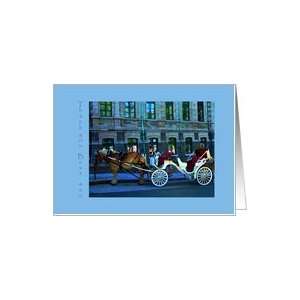 Thank you, Best Man, Horse Drawn White Carriage on Cobblestone Card