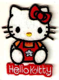 Hello Kitty red overalls bow Embroidered Iron On Patch  