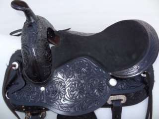 Leather Treeless Western Saddle, Hand Tooled, Dark Brown, 16,17 WTS 