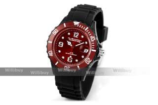 Silicon Geneva Style Wristwatch/Watch Fashion Black + Ice Colorful U 