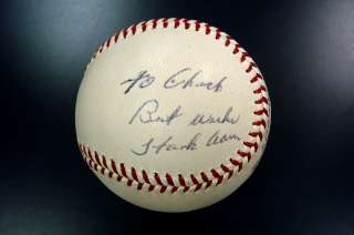 Vintage 1960s Hank Aaron Single Signed Baseball Braves  