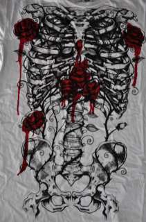 NEW ARCHAIC SKELETON ROSES TATTOO FIGHTER T SHIRT XL  