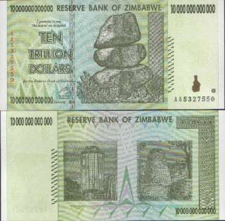 ZIMBABWE $10 Trillion 2008 P 88 lot 10pcs UNC AA  