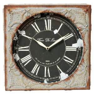  Wilco Imports Distressed Metal Wall Clock with Large Roman 