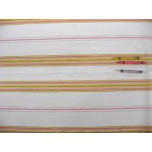  Pink White Yellow Stripe Rubberbacked Drapery Fabric: Home 