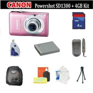 Canon PowerShot SD1300 IS Digital Camera (Pink) (Includes manufacturer 