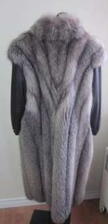 Womens Sz 10 Mint Crystal Fox Fur Coat w/ Leather Sleeves  