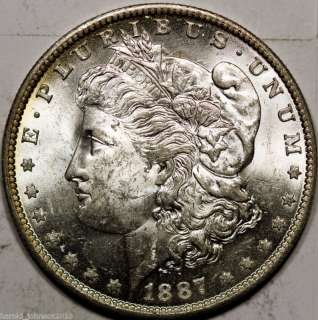 1887 O $1 Silver Morgan Dollar BU Clashed Dies Vam 11A  