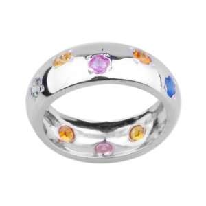  ANYA Multi Sapphire Studded Sterling Silver Ring: Jewelry