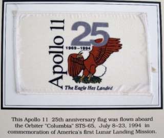 APOLLO 11 25th ANNIVERSARY FLAG FLOWN IN SPACE ON COLUMBIA SPACE 