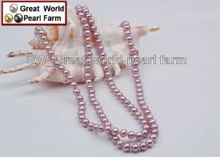 GW Noble Natural purple 9 10MM pearl necklace 48Long  