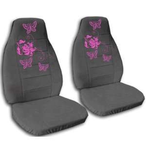 Charcoal seat covers with Hot Pink Butterflies for a 2006 to 2011 