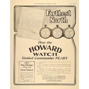  1907 Ad Howard Stop Watch Peary Elbert Hubbard Antique 