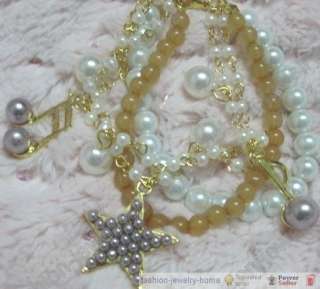 Fashion multilayer Music note star glass pearl bracelet  