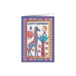  Blue Giraffe,Happy Birthday 6 yr old Card Toys & Games