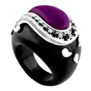 Polished with Black Rhodium and Centerpieced by a Lovely Purple Center 
