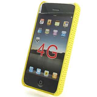 Yellow Perforated Mesh Faceplate Hard Cover Case For Apple Iphone 4 4G 
