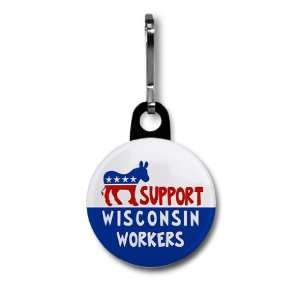   WISCONSIN WORKERS Politics 1 Black Zipper Pull Charm 